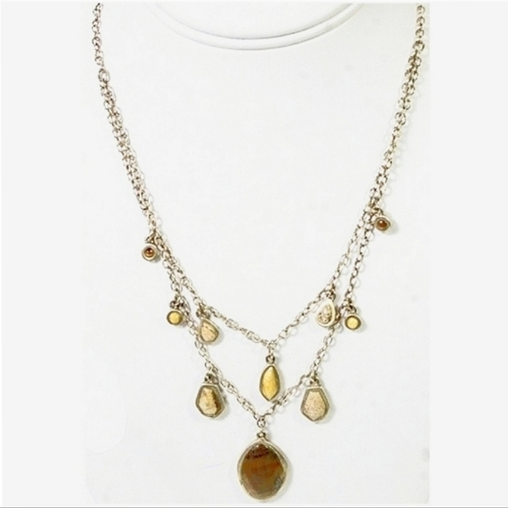 Barse Chandelier Tiger's Eye Jasper Vermeil Necklace 925 Sterling Silver